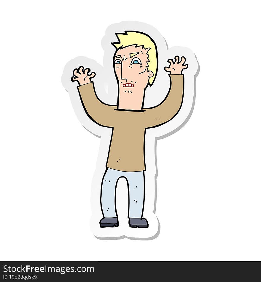 sticker of a cartoon angry man