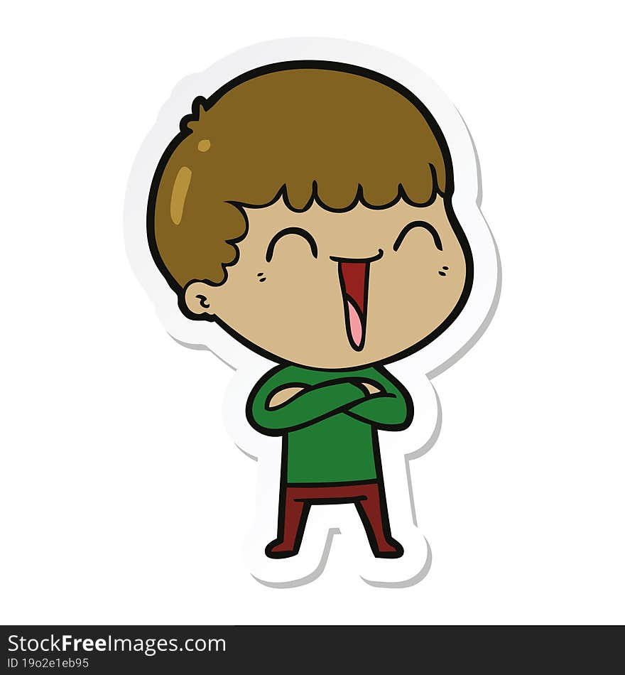 sticker of a cartoon happy man