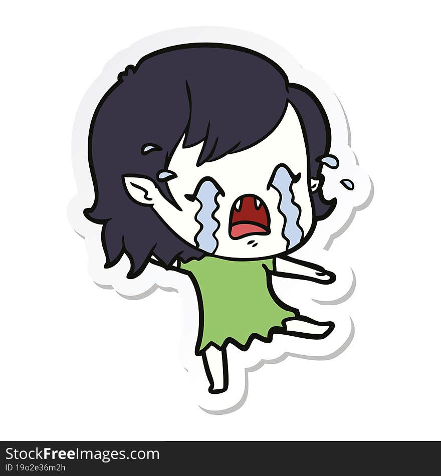 sticker of a cartoon crying vampire girl