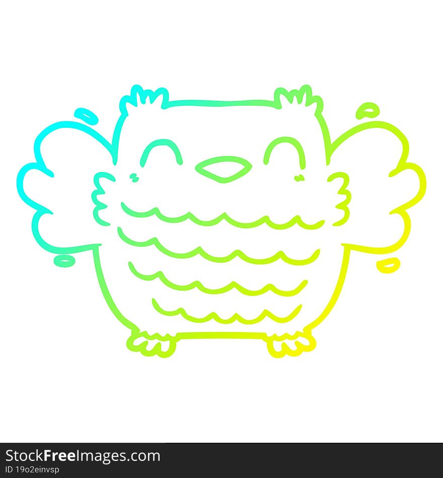 cold gradient line drawing of a cartoon owl