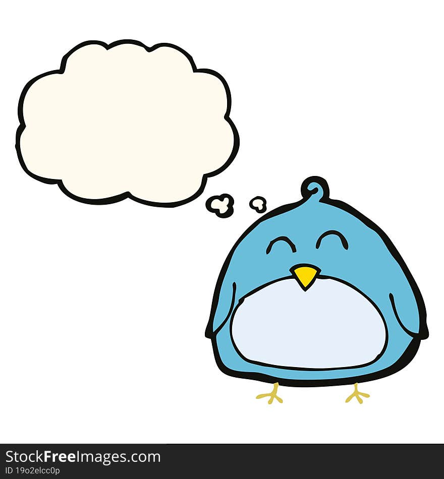 funny cartoon bird with thought bubble