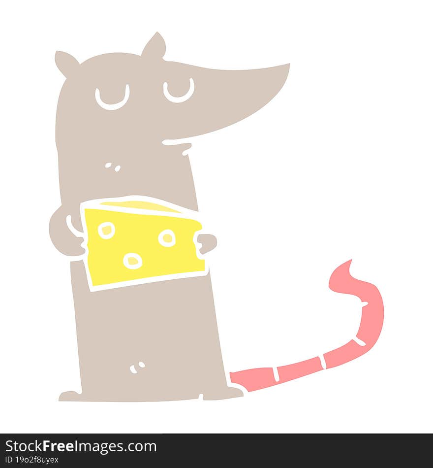 Flat Color Style Cartoon Mouse With Cheese