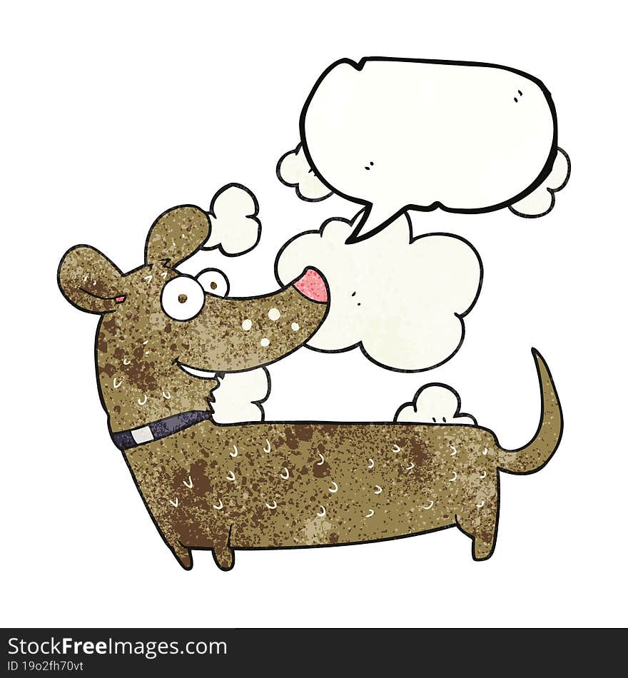 speech bubble textured cartoon happy dog