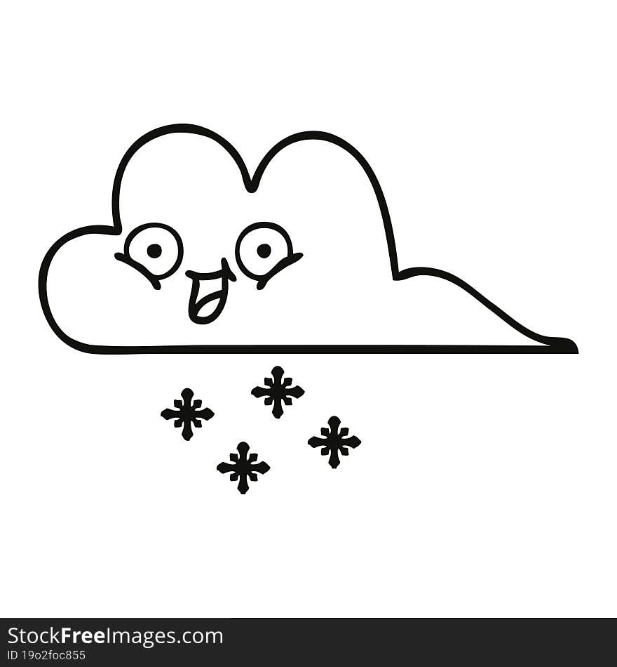 Line Drawing Cartoon Snow Cloud