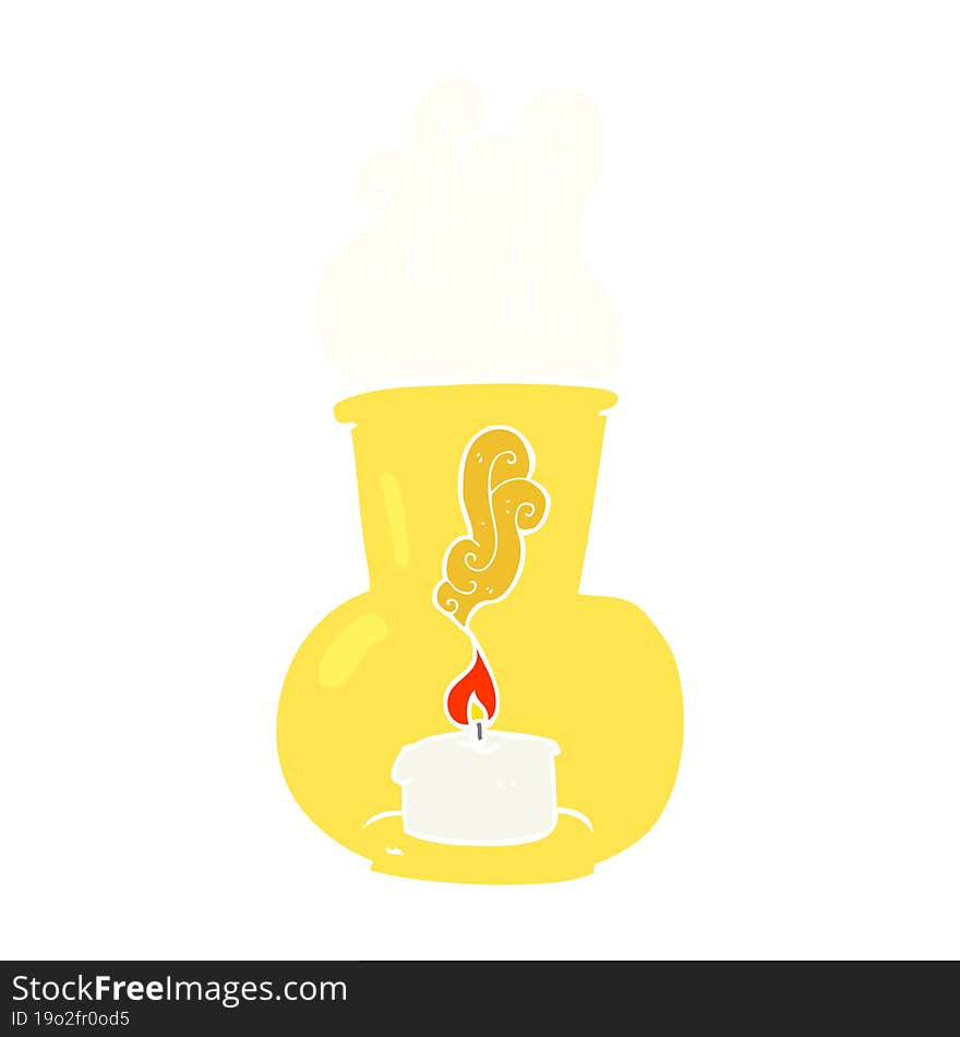 flat color illustration of a cartoon old glass lantern with candle