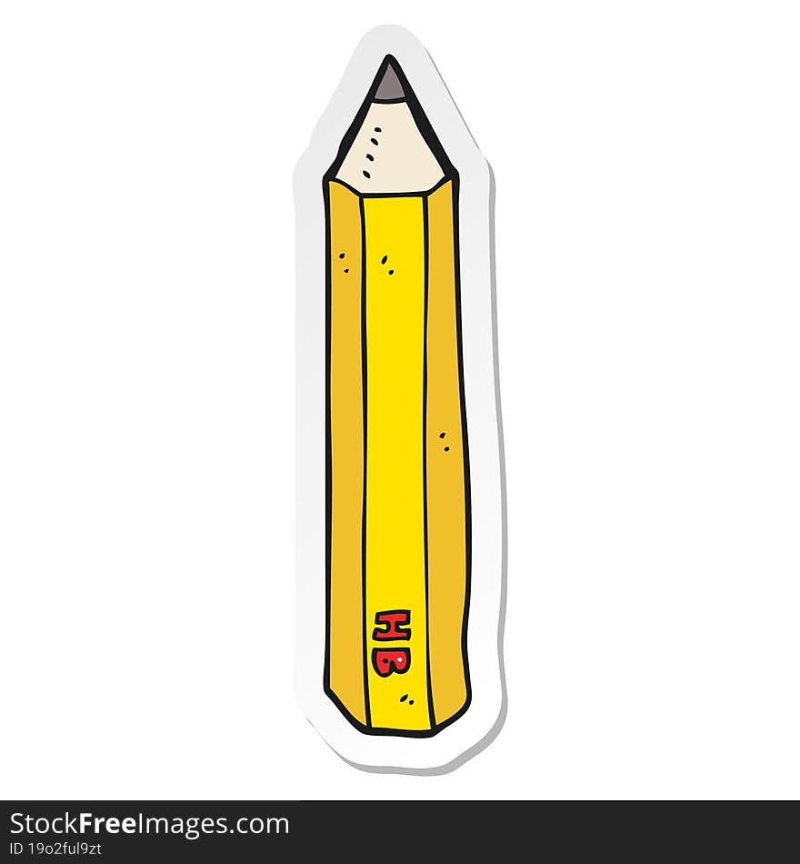 Sticker Of A Cartoon Pencil