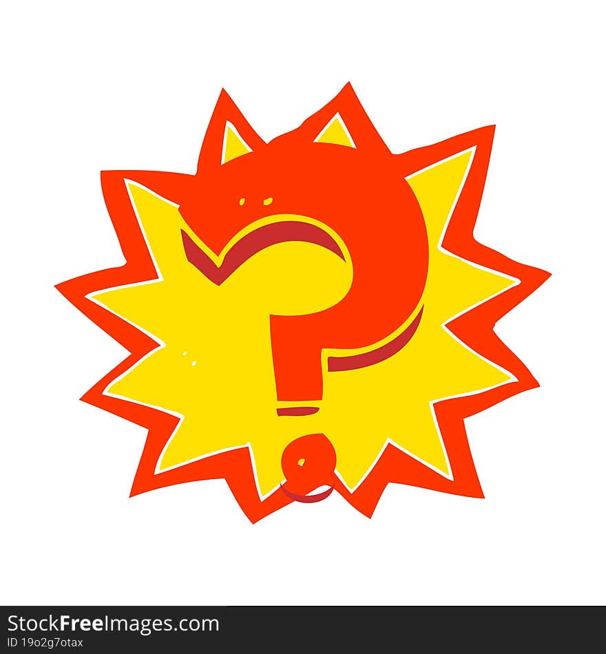 flat color illustration of a cartoon question mark