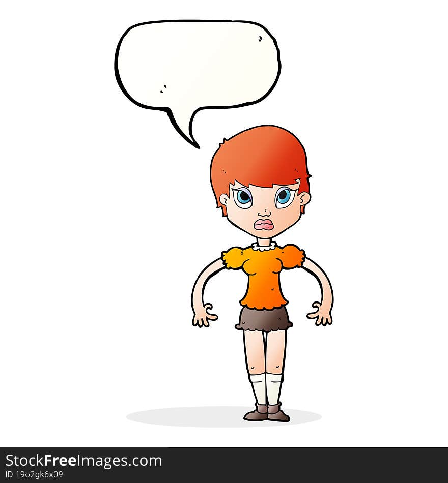 cartoon woman looking annoyed with speech bubble