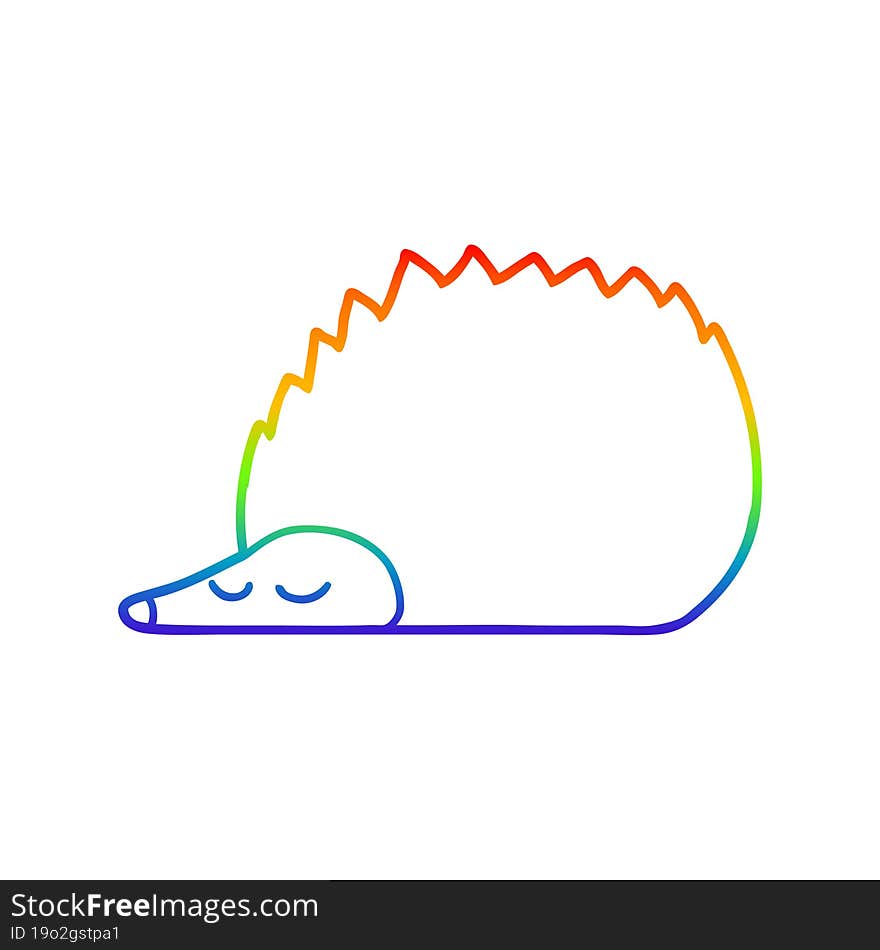 Rainbow Gradient Line Drawing Cartoon Hedgehog