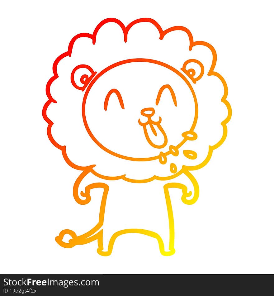 warm gradient line drawing happy cartoon lion