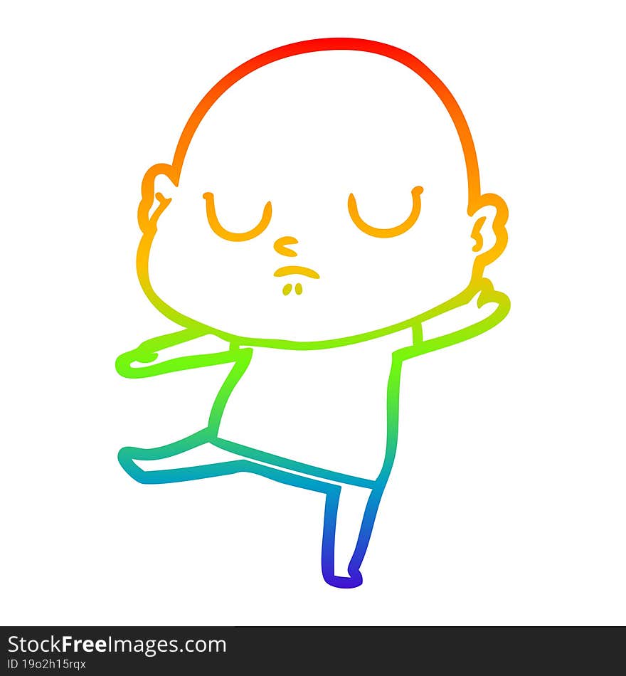 rainbow gradient line drawing of a cartoon bald man