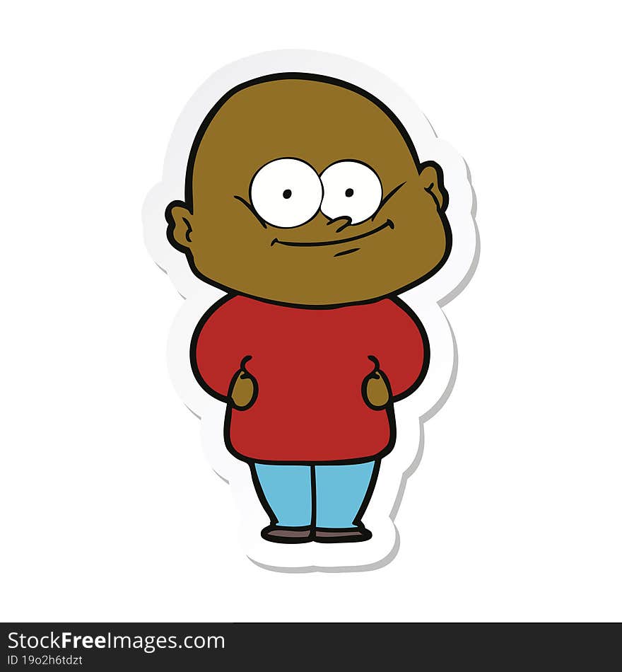 sticker of a cartoon bald man staring