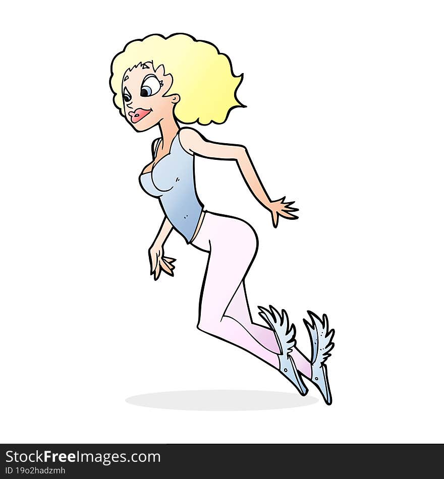 cartoon flying woman