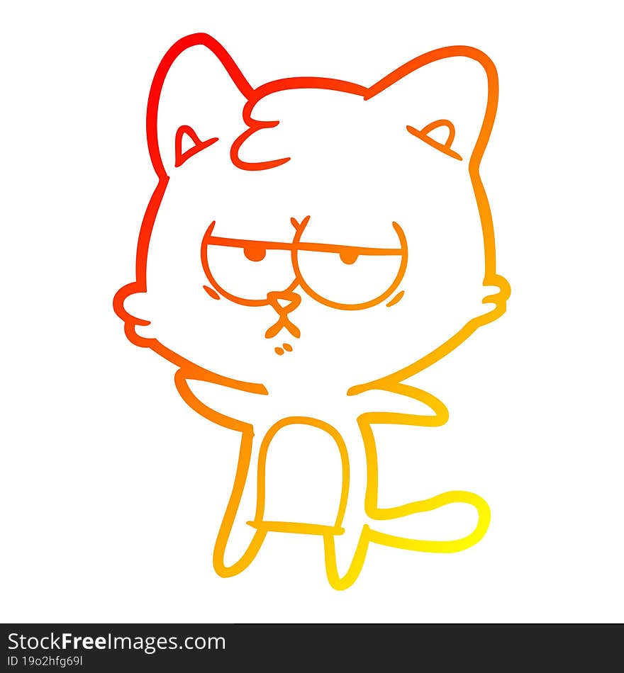 Warm Gradient Line Drawing Bored Cartoon Cat