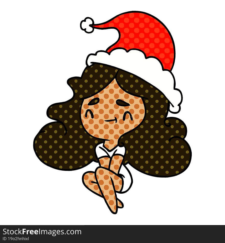 christmas cartoon of kawaii girl