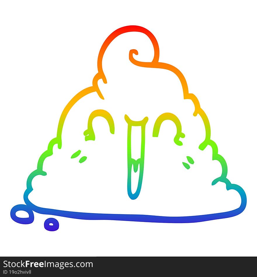 rainbow gradient line drawing cartoon poop