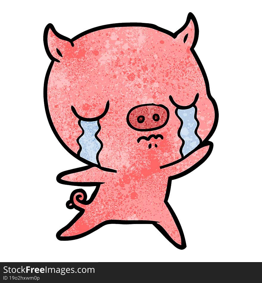 cartoon pig crying. cartoon pig crying