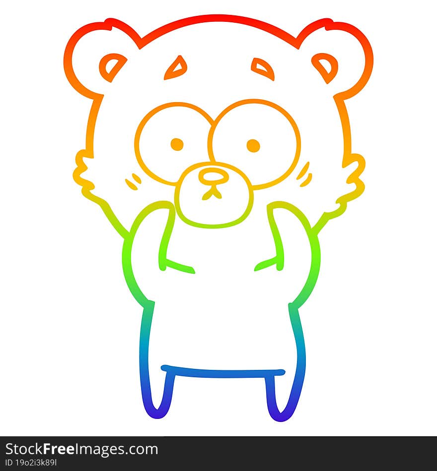 rainbow gradient line drawing surprised polar bear cartoon