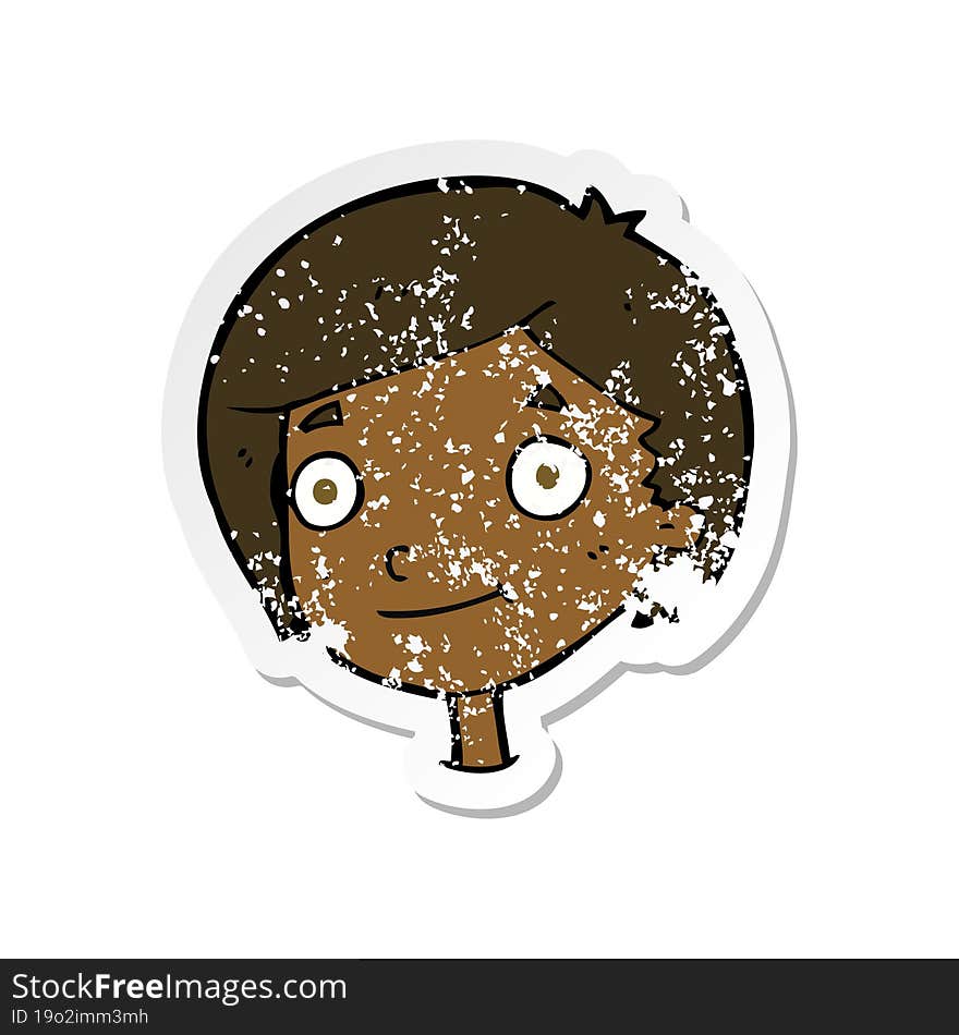 retro distressed sticker of a cartoon happy boy