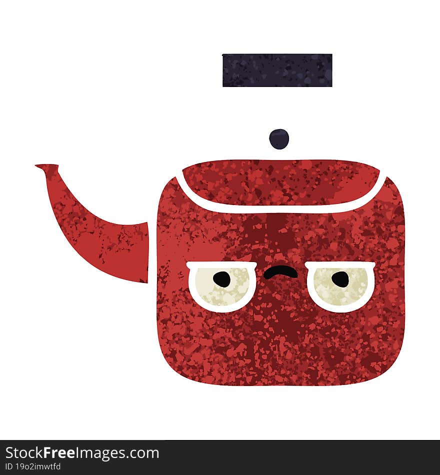 retro illustration style cartoon kettle