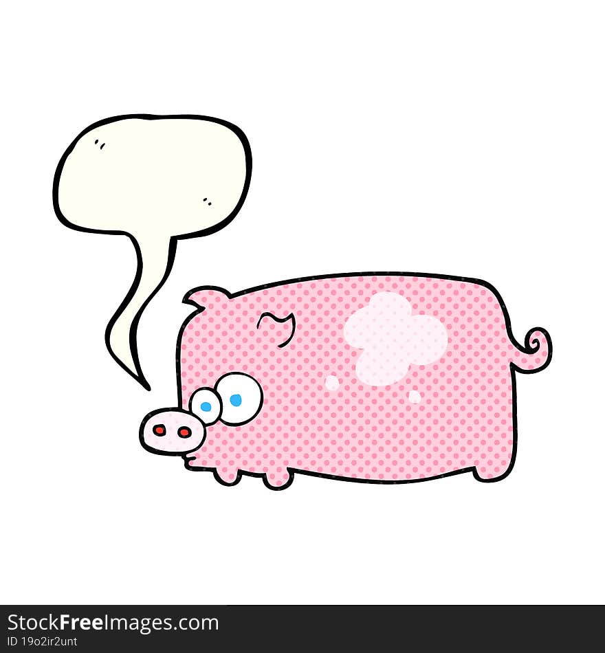 Comic Book Speech Bubble Cartoon Pig