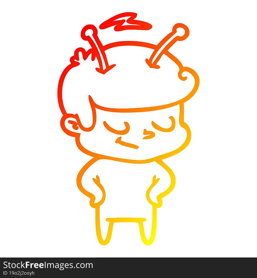 warm gradient line drawing friendly cartoon spaceman