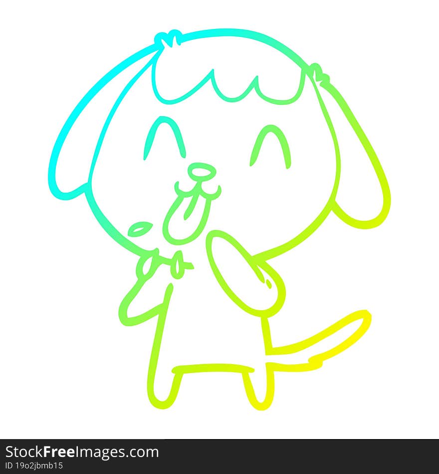 cold gradient line drawing of a cute cartoon dog