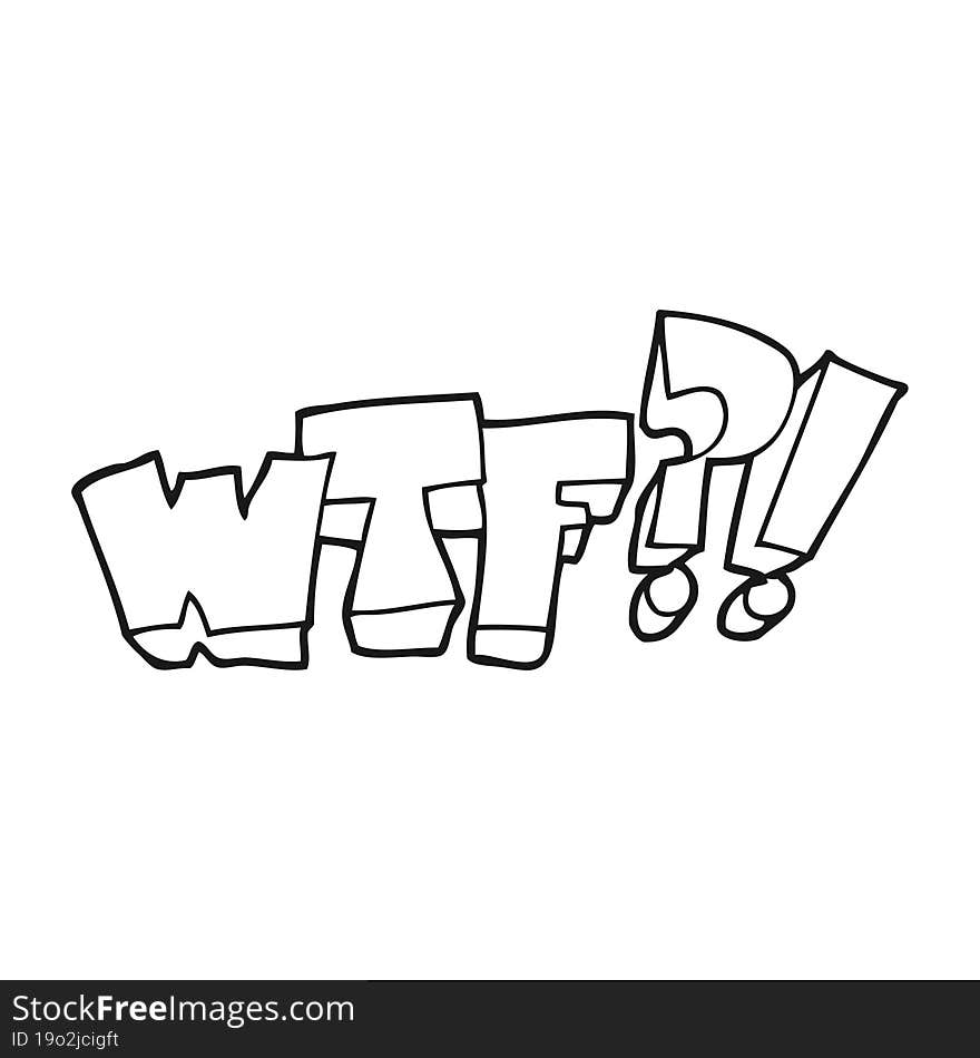 black and white cartoon WTF symbol