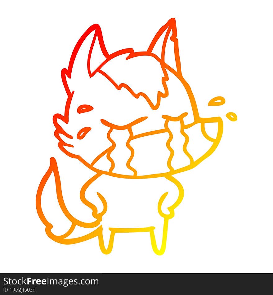 warm gradient line drawing cartoon crying wolf