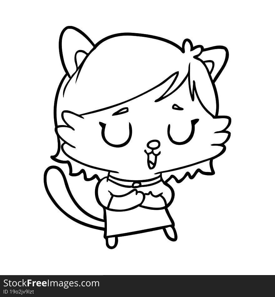 line drawing of a cat girl. line drawing of a cat girl