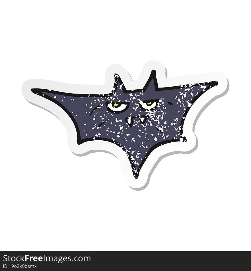 Retro Distressed Sticker Of A Cartoon Halloween Bat