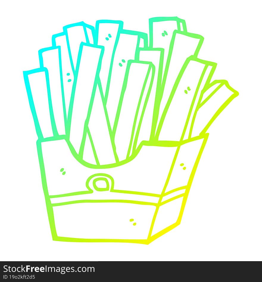 cold gradient line drawing cartoon fries