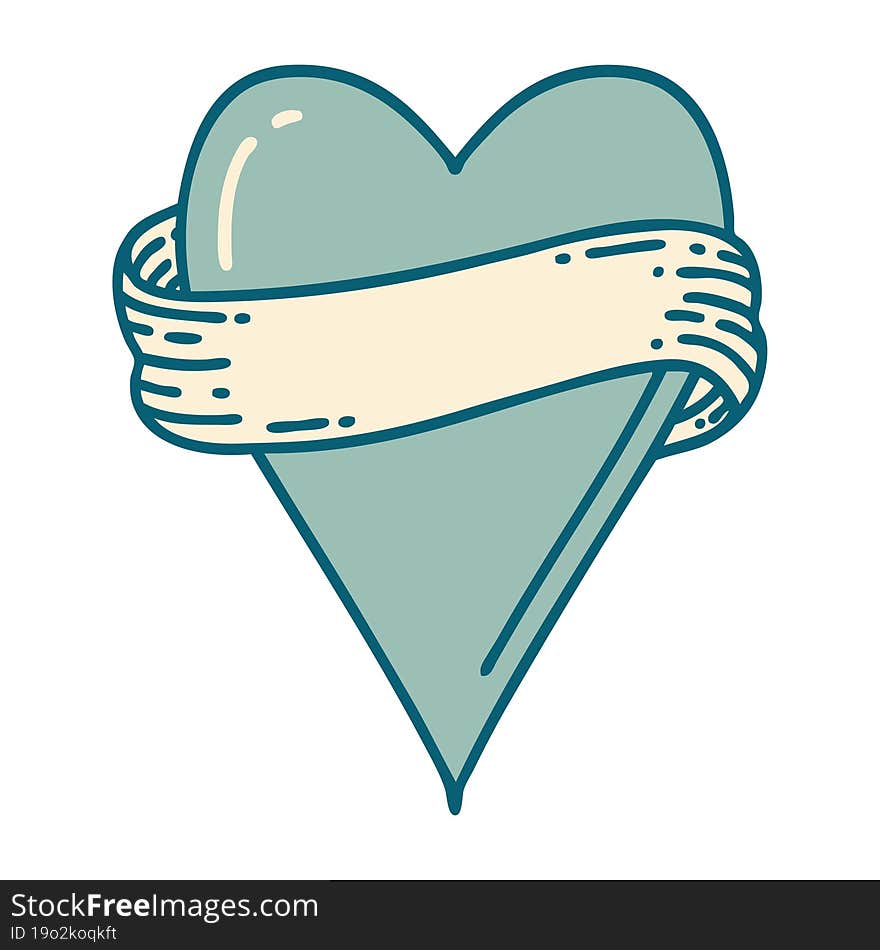 Tattoo Style Icon Of A Heart And Banner