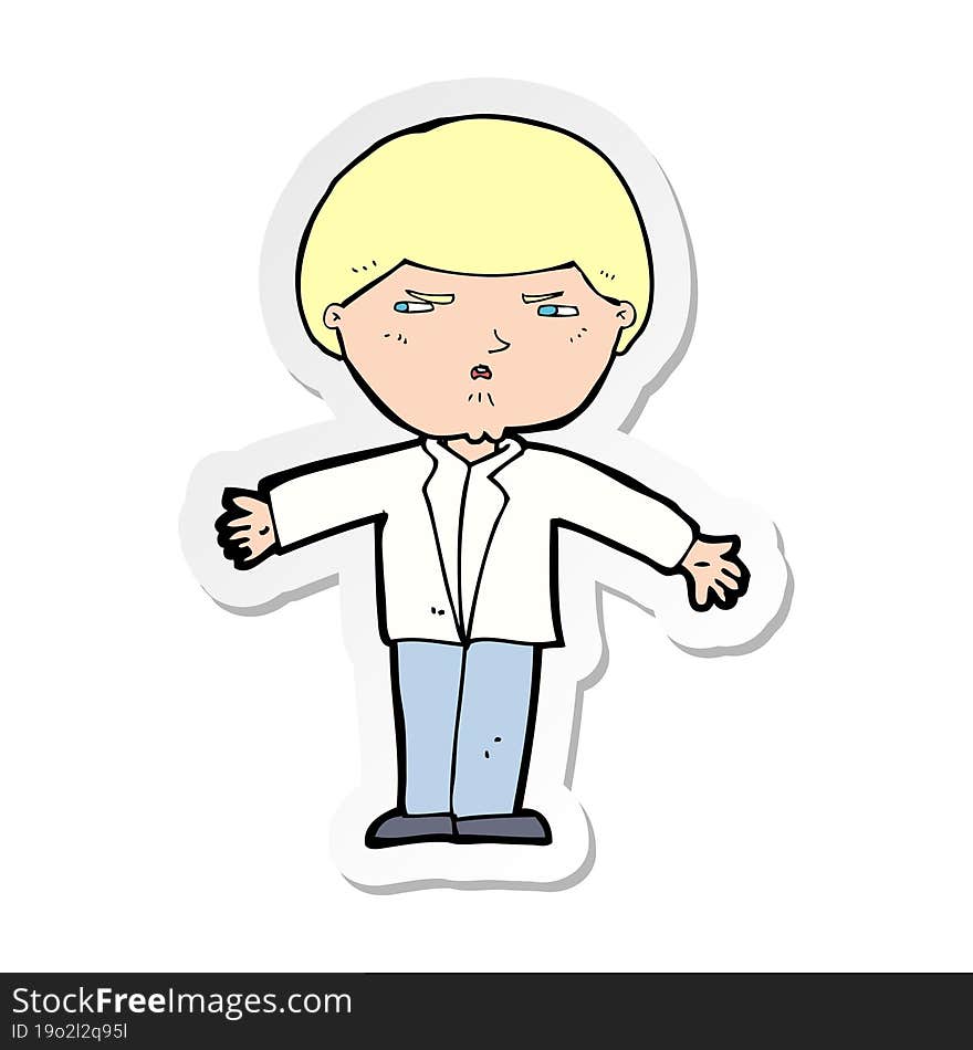 sticker of a cartoon annoyed man