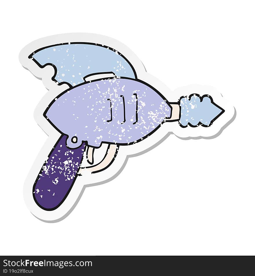 distressed sticker of a cartoon ray gun