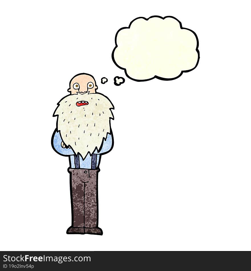 Cartoon Bearded Old Man With Thought Bubble