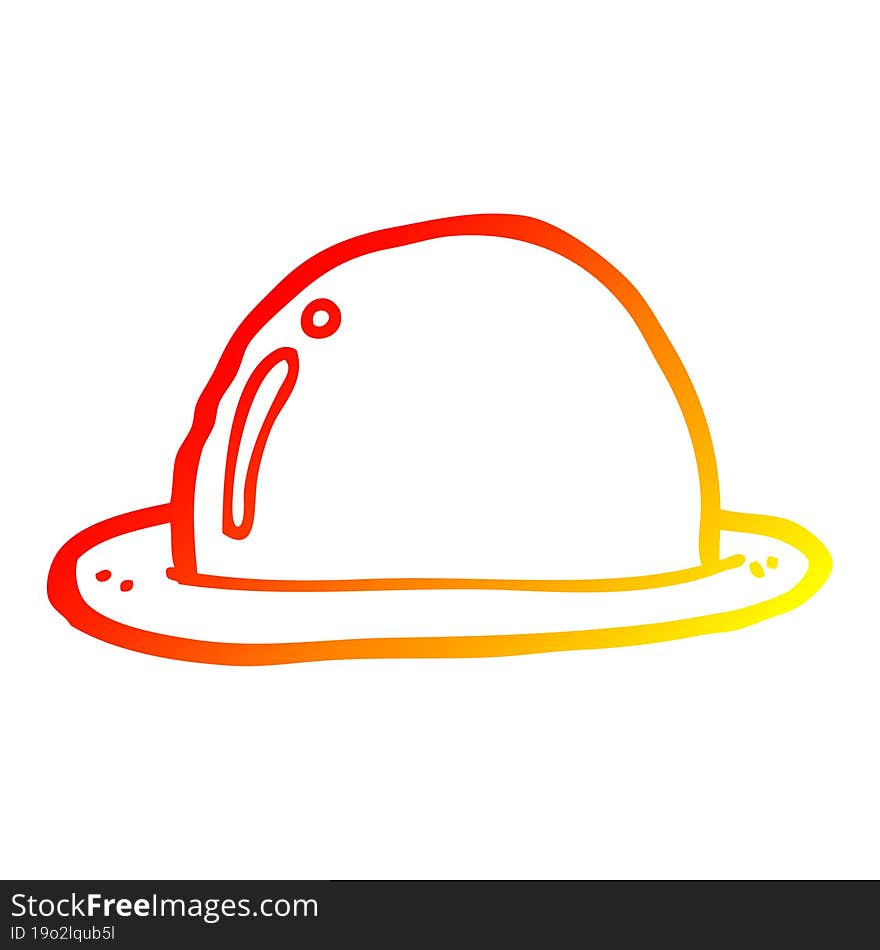 warm gradient line drawing of a cartoon bowler hat