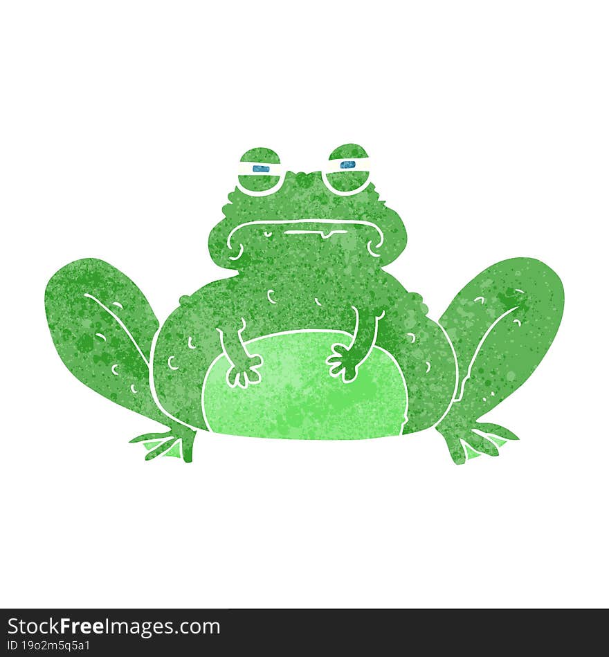 freehand retro cartoon frog