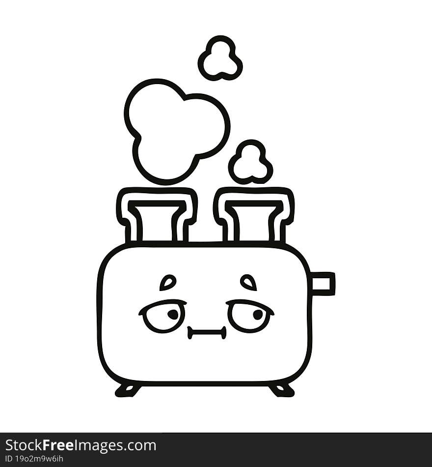 line drawing cartoon of a toaster