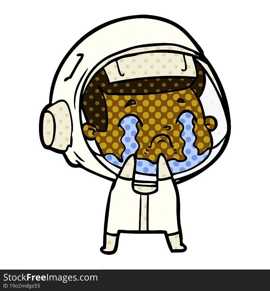 cartoon crying astronaut. cartoon crying astronaut