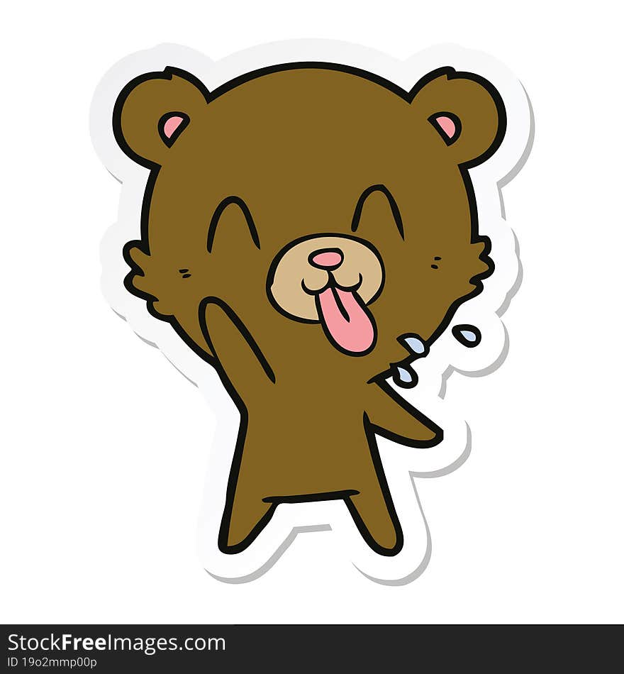 sticker of a rude cartoon bear