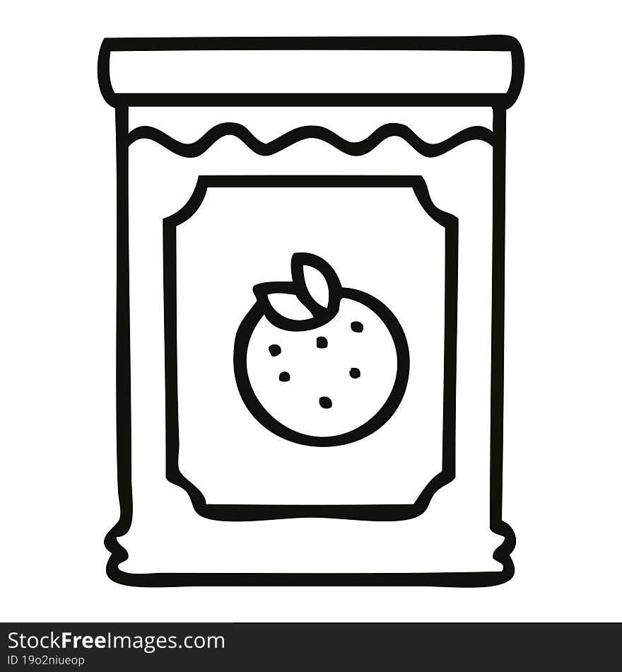 line drawing quirky cartoon jar of marmalade. line drawing quirky cartoon jar of marmalade