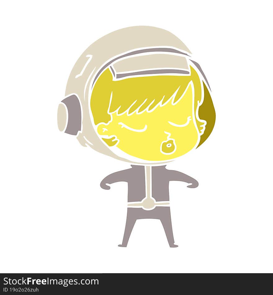 flat color style cartoon pretty astronaut girl