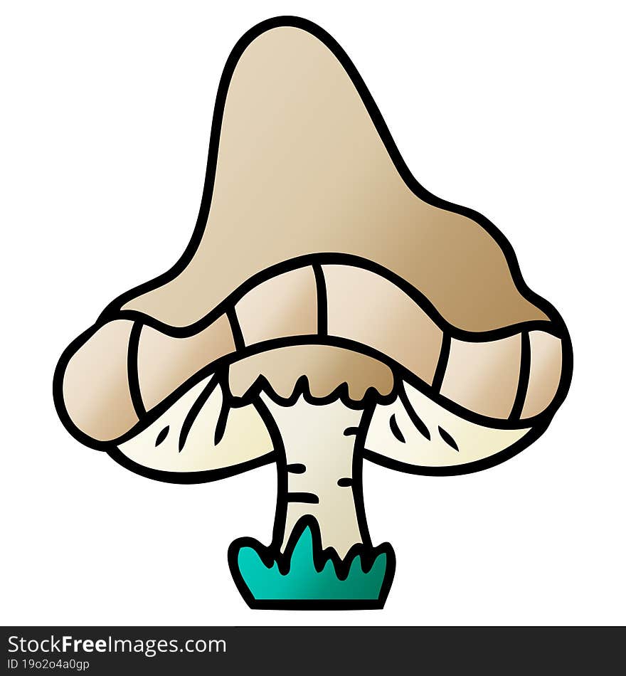 hand drawn gradient cartoon doodle of a single mushroom