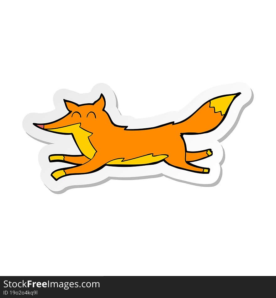 sticker of a cartoon running fox