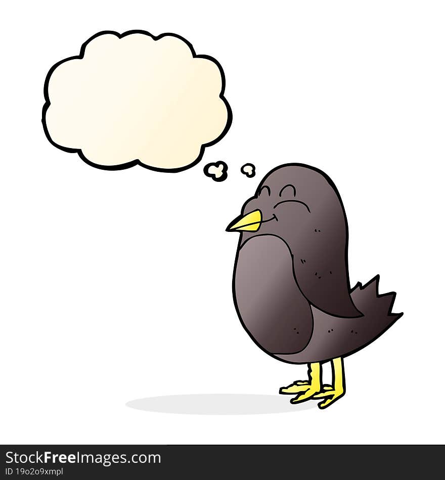 cartoon bird with thought bubble