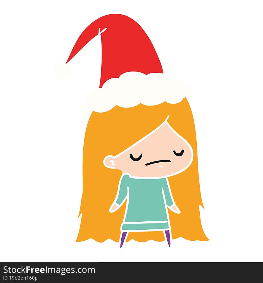 hand drawn christmas cartoon of kawaii girl