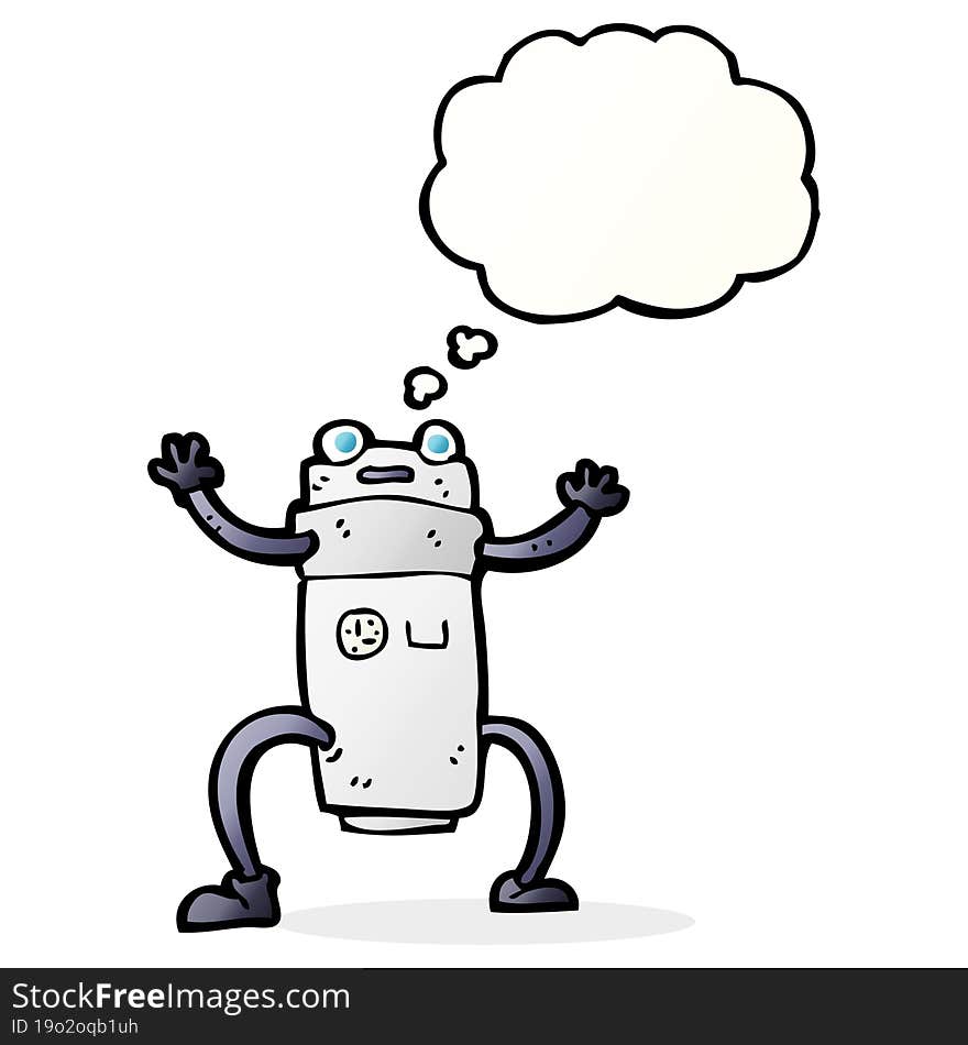 cartoon robot with thought bubble