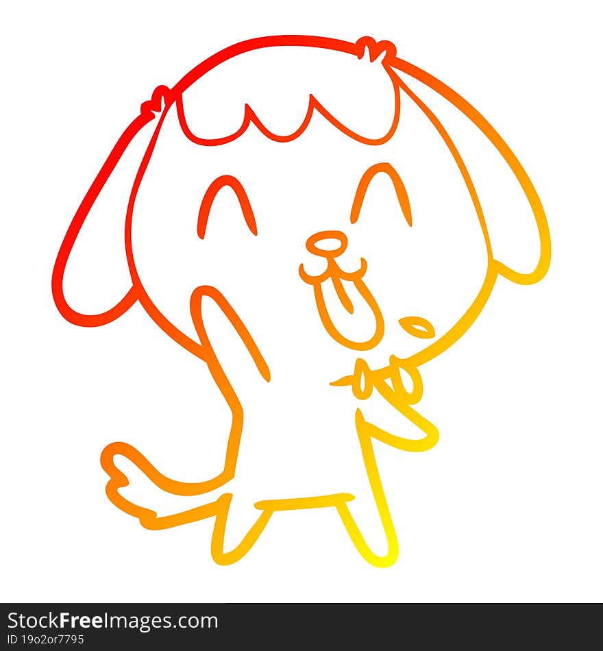 Warm Gradient Line Drawing Cute Cartoon Dog