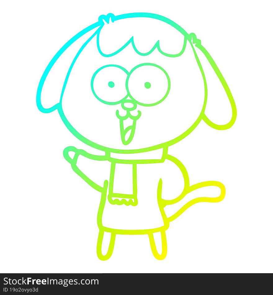 Cold Gradient Line Drawing Cute Cartoon Dog